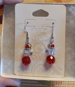 Santa Red and Silver Dangle Earrings